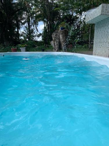 a large pool of blue water in a yard at Welcome to the Amazon in Ananindeua