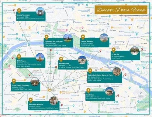 Une carte du rêve des disnes une carte bluff dans l'établissement Avenue Breteuil Family - 11 pers - Unique - Cosy, à Paris