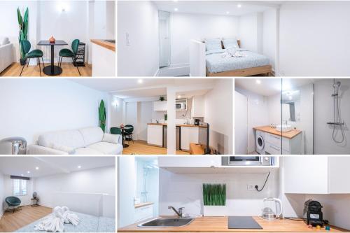 un collage de photos d'un salon et d'une chambre dans l'établissement Avenue Breteuil Family - 11 pers - Unique - Cosy, à Paris