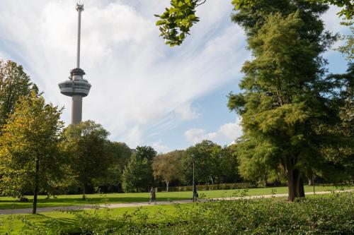 a view of the berlin tv tower from the park at Trendy crib in city centre Rotterdam in Rotterdam