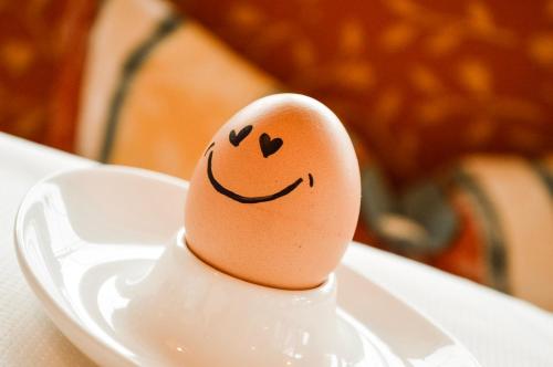 an egg with a smiley face drawn on it at Pension Panorama in San Lorenzo di Sebato