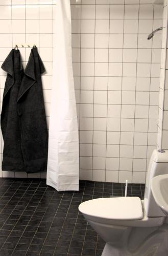 a bathroom with a toilet and a sink at Solbacken in Bjärred