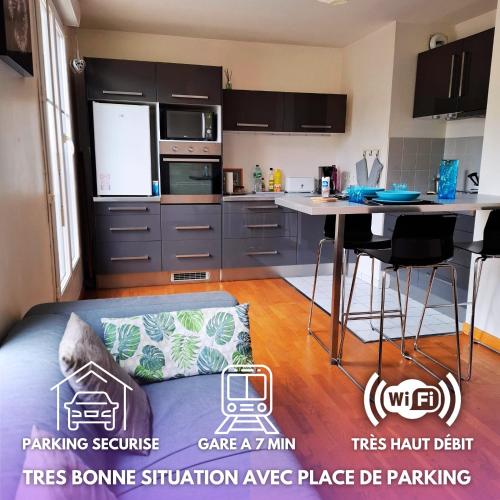 Studio 2 pers avec parking proche Versailles Paris