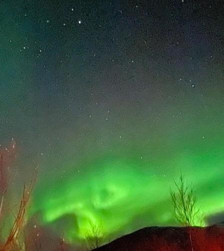 an image of the northern lights in the sky at Cabin with lovely view in Lakså