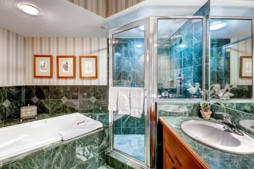 a bathroom with a tub and a sink and a shower at St. James Place in Beaver Creek