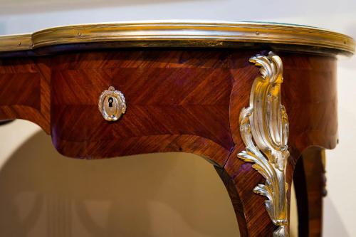 a close up of a wooden table with a drawer at Thorngrove Manor in Stirling