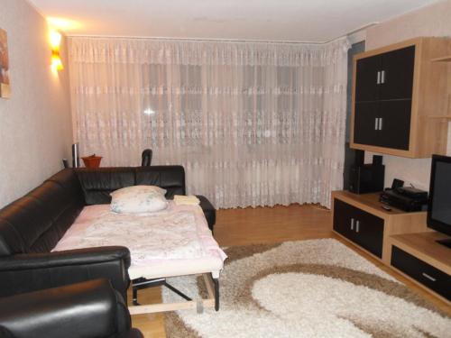 a living room with a couch and a television at BS Business Travelling Hannover City in Hannover