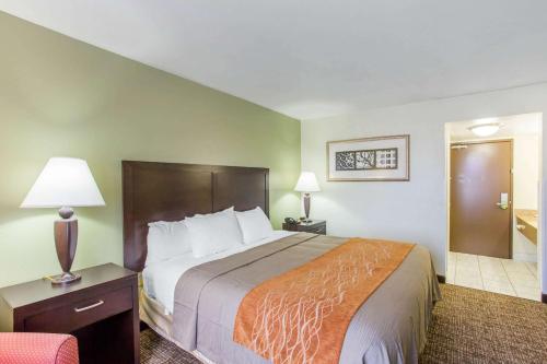 a hotel room with a bed and a chair at Comfort Inn Franklin Highway 96 in Franklin