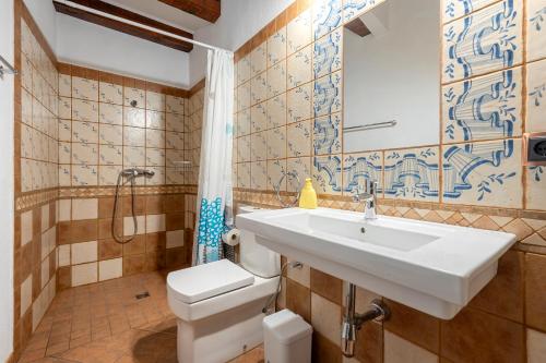 a bathroom with a sink and a toilet at Ca la Munda-Can Cruset Agroturisme in Torrellas de Foix