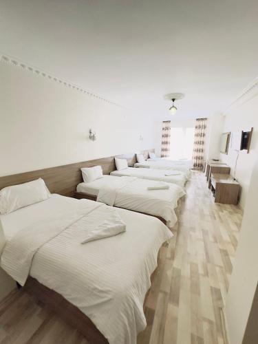 ヴァンにあるToprak Hotelの一列のベッド