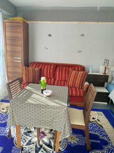 un salon avec une table et un canapé dans l'établissement Appartement entière, à Pau