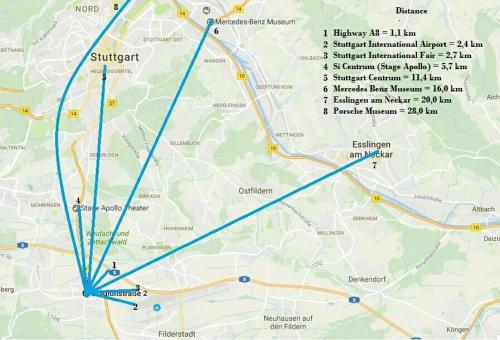 a map of the subway line at Neubau Stuttgart Messe Airport in Leinfelden-Echterdingen