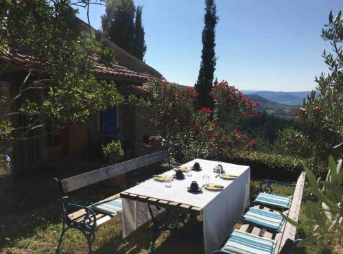 a table and chairs sitting on top of a garden at Villa Bella in Grožnjan