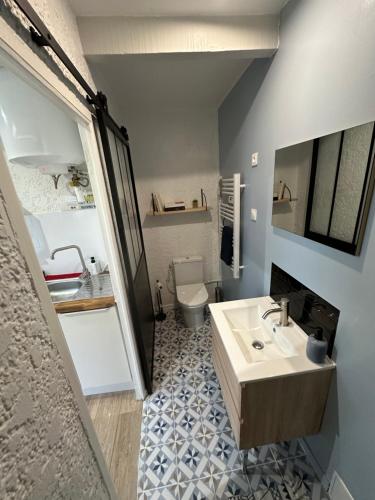 ein Badezimmer mit Waschbecken und Toilette in der Unterkunft Timounyan T1 N24 centre ville Animaux acceptés in Arcachon