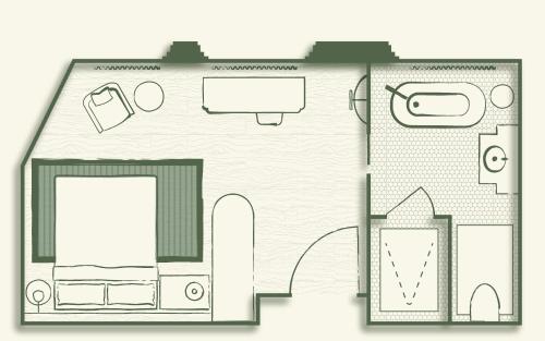 a floor plan of a small house with at Fidelity Hotel in Cleveland