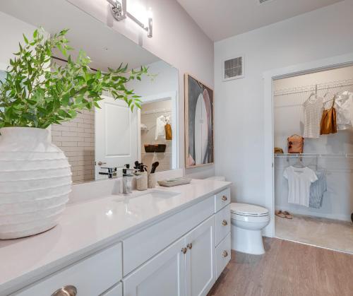 a bathroom with a white sink and a toilet at National At Society in Virginia Beach