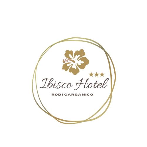 a badge for a hotel with a flower logo at Ibisco Hotel in Rodi Garganico