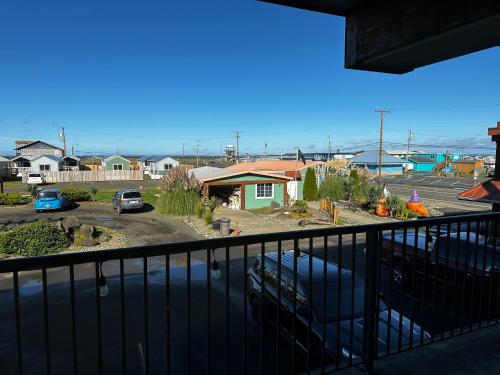 a balcony with a view of a parking lot at Westport Inn in Westport