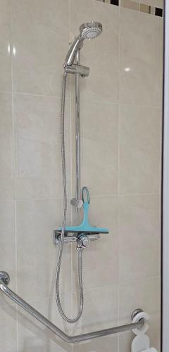 une douche avec pommeau de douche dans une salle de bain dans l'établissement GRAND Studio meublé-Juan Pins-Logt 5, à Antibes