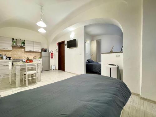 a large room with a bed and a kitchen at Casa vacanza Città dei Papi Anagni in Anagni