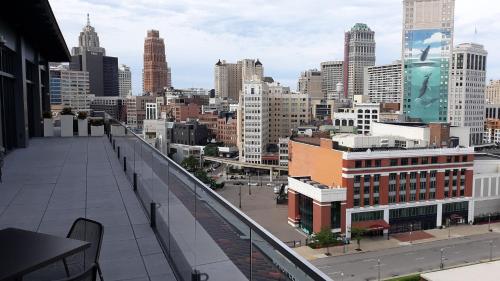 a view of a city from a building at American Inn & Suites Metro Airport in Romulus