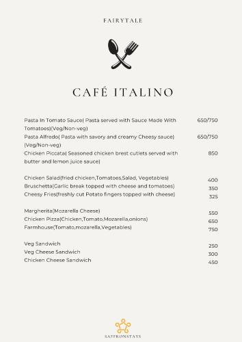 a screenshot of a page of a cafe talking brochure at SaffronStays Fairytale Villa - 3 bedroom villa in orchards and access to the river in Gushaini