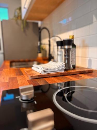 a counter in a kitchen with a coffee maker on it at My Casitas in Phoenix