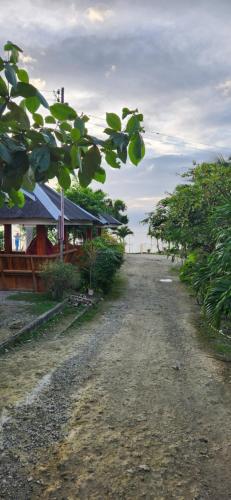 droga gruntowa obok budynku z drzewami w obiekcie Nanay Eustiquia Complex Beach Resort w mieście Saavedra