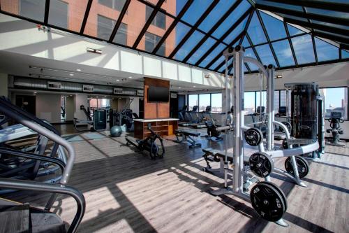 a gym with cardio equipment in a building at Winston-Salem Marriott in Winston-Salem