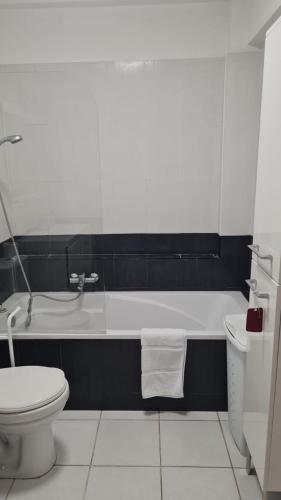 une salle de bain avec toilettes et baignoire dans l'établissement 2 Bedroom Martinez Side, à Cannes
