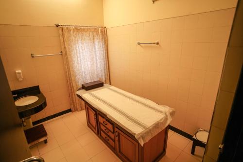 a bathroom with a sink and a toilet in it at Ambassador Ajanta Hotel, Aurangabad in Aurangabad