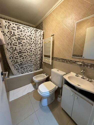 une salle de bain avec toilettes, lavabo et douche dans l'établissement Departamentos Posadas RG, à Río Grande