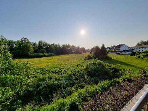 a field with the sun in the sky at Aktiv-Urlaub-Burak Marktleuthen im Fichtelgebirge in Marktleuthen