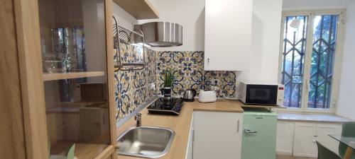 a small kitchen with a sink and a sink at San Peter Vatican City quiet and lovely apartment in Rome