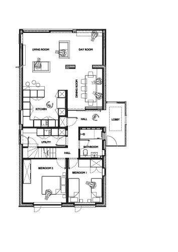 a floor plan of a house at Insta-worthy 4br designer house 5 min to the beach in West Wittering