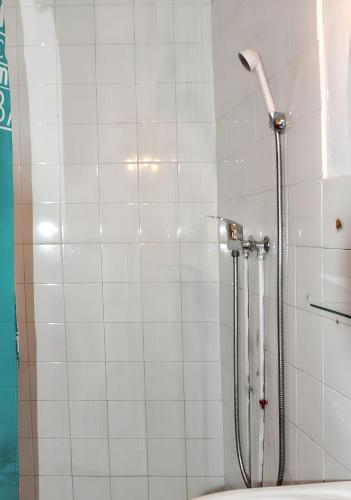 une salle de bain avec douche et toilettes dans l'établissement Maison accueillante à Saintes-Maries-de-la-Mer, 110 m², climatisée., à Saintes-Maries-de-la-Mer