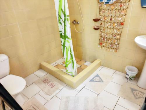 a bathroom with a shower and a toilet at Studio avec vue sur mer à Marigot - 30 m² - Jardin in Marigot