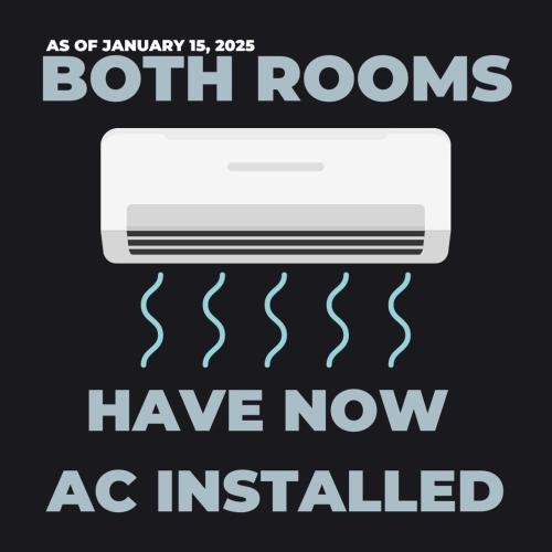 a poster of a heater with the words both rooms have now ac installed at Carabao Lodge - 2 bedroom house with AC & plunge pool in El Nido