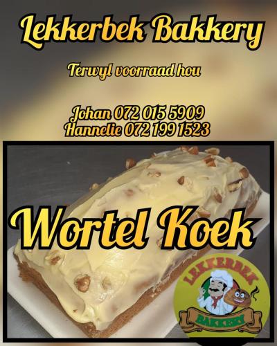 a flyer for a weirdought bakery with a picture of a cake at Sonvanger Selfcatering in Orania