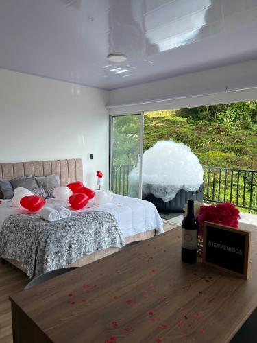 Ein Bett oder Betten in einem Zimmer der Unterkunft Cabaña Mykuri