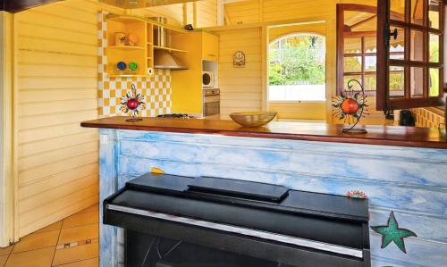 Appartement spacieux aux Trois-Îlets avec piscine partagéeにあるキッチンまたは簡易キッチン