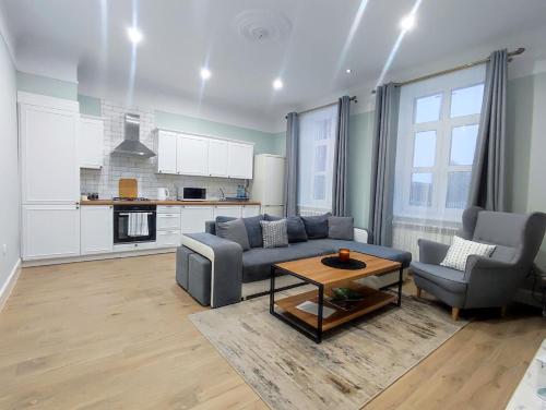 Kuchyň nebo kuchyňský kout v ubytování Apartamenty u Antka