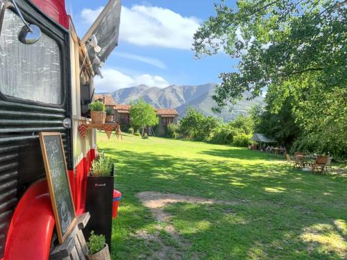 a view from the back of a vehicle in a yard at Cozy Apartment in Ardanué with View in Ardanué