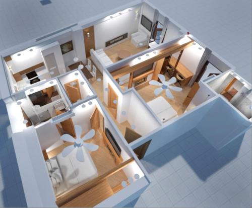 a rendering of a floor plan of a house at Lithos House & Spa in Nafpaktos