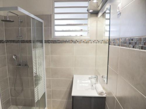 Koupelna v ubytování Appartement spacieux à Bouillante avec piscine partagée