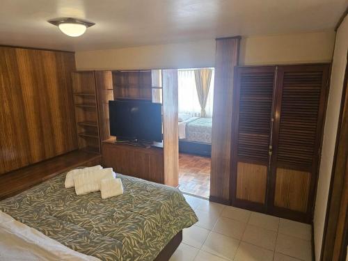 una camera da letto con un letto e una TV a schermo piatto di Alto Mar la Lisera ad Arica