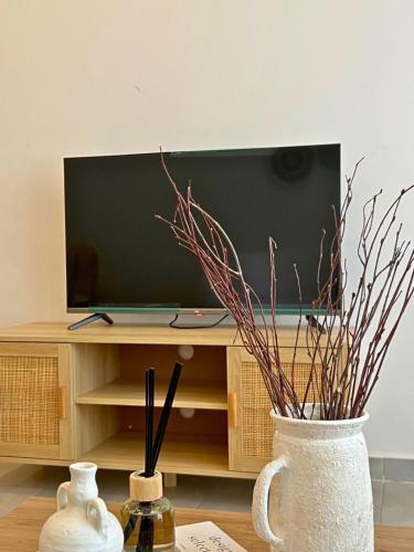 TV a/nebo společenská místnost v ubytování Le Minimaliste