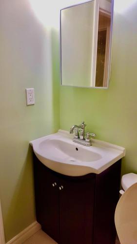 ein Badezimmer mit Waschbecken und Spiegel in der Unterkunft Homestay for Extended Stays in Markham