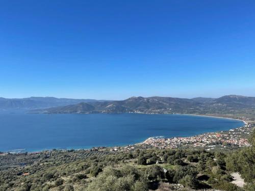 a view of crater lake from the top at Villa Morby in Paleros
