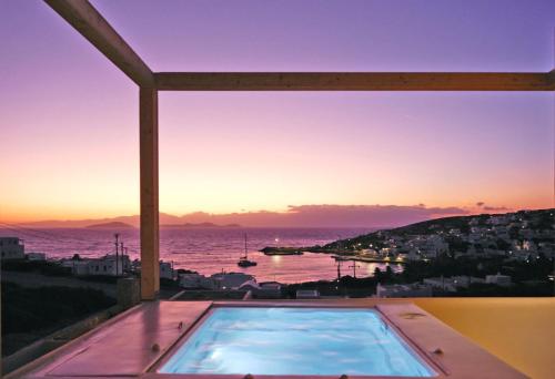 a view of the ocean from a hot tub at Agave Donousa Suites in Donoussa